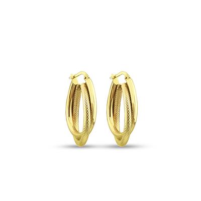 Double Satine Çift Halka Küpe