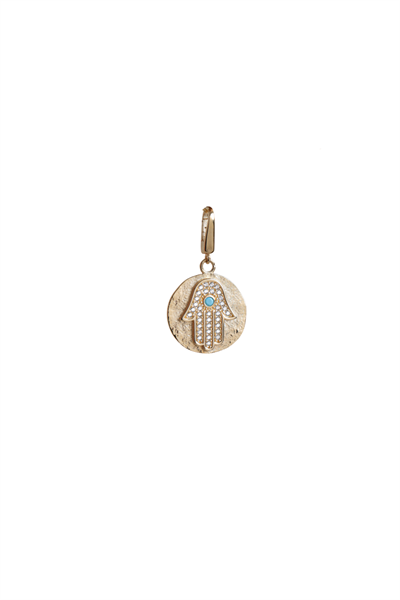 Heritage Mavi Firuze Stone Fatmanın Eli Kilitli Charm Pendant