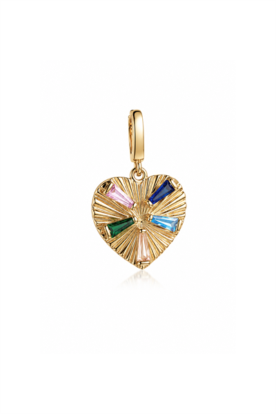Heritage Mix Taşlı Kalp Kilitli Charm Kolye Ucu