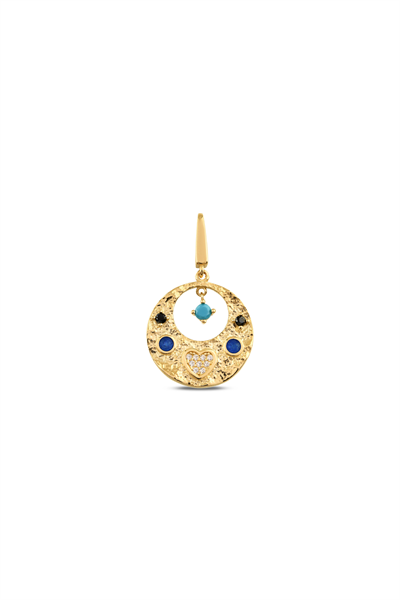 Heritage Sallantılı Mavi Firuze Stone Kalp Charm Pendant