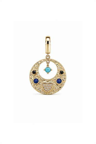 Heritage Sallantılı Mavi Firuze Stone Kalp Charm Pendant