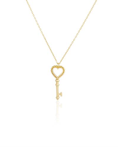 Kalp Antik Anahtar Şans Kolye