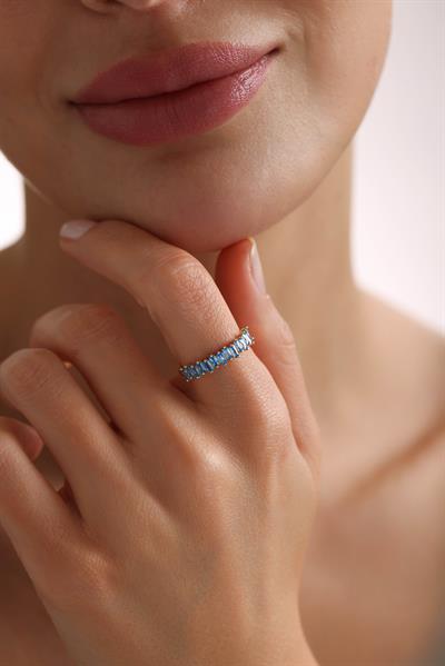 Mavi Baget Taşlı Murano Yüzük