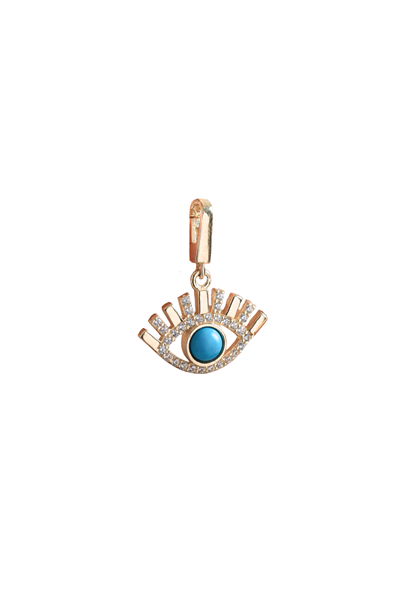 Mavi Firuze Stone Göz Kilitli Charm Pendant