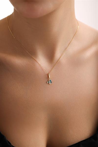 Mineli Roundy Mix Balık Kilitli Charm Kolye