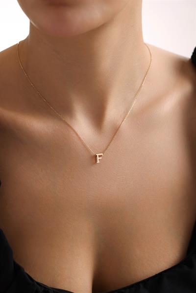 Minimal Modern F Harf Kolye