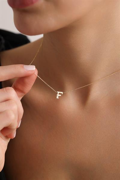 Minimal Modern F Harf Kolye