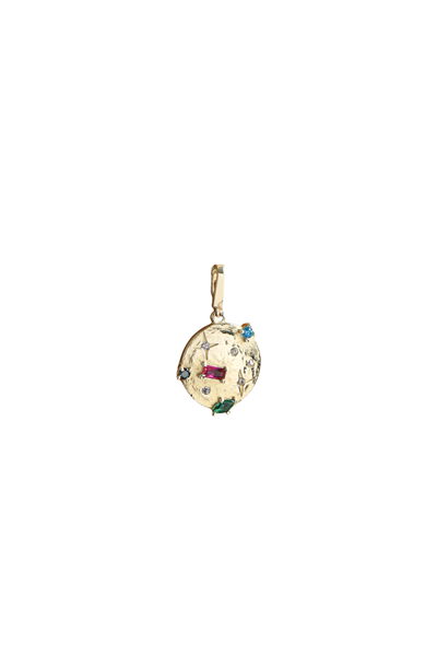 Mix Stone Galaxy Moon Kilitli Charm Pendant