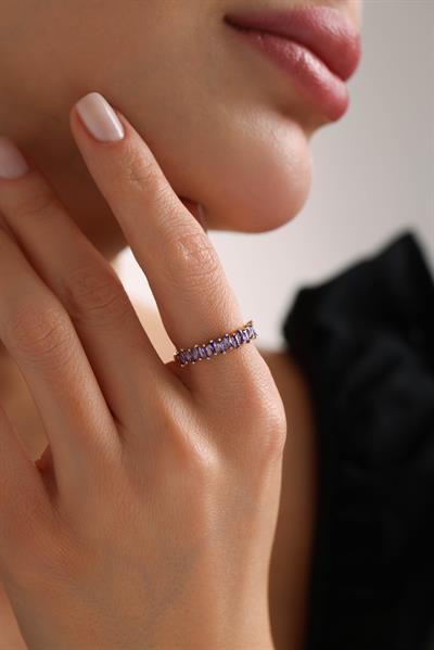 Mor Baget Taşlı Murano Yüzük