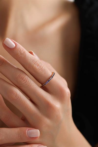 Mor Taşlı Tennis Yüzük