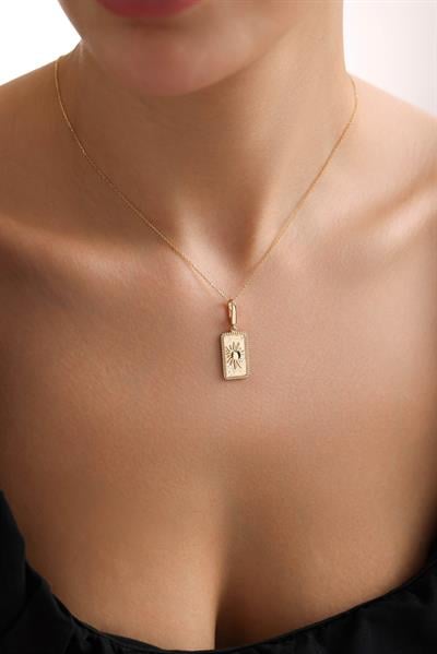 Recta Puntos Güneş Kilitli Charm Necklace