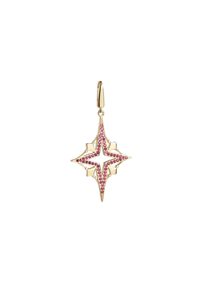 Rubin Stone Geo Kutup Yıldızı Kilitli Charm Pendant