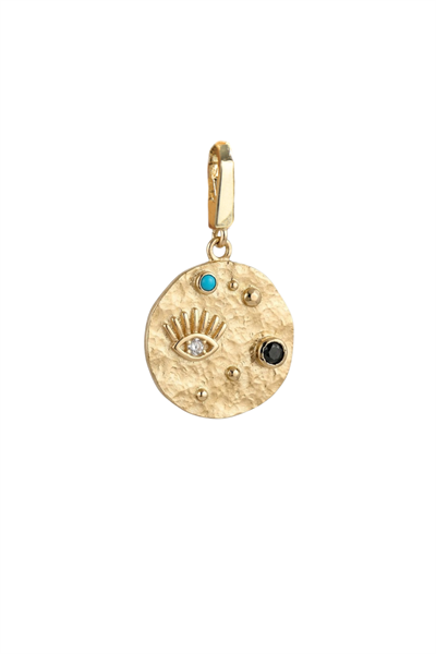 Siyah Mavi Stone Göz Heritage Kilitli Charm Pendant