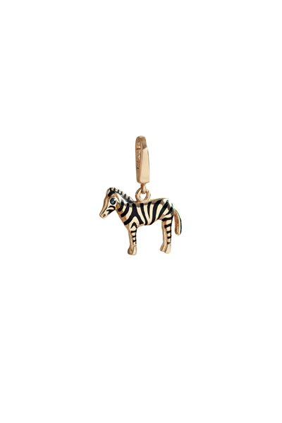 Siyah Mineli Zebra Kilitli Charm Kolye Ucu
