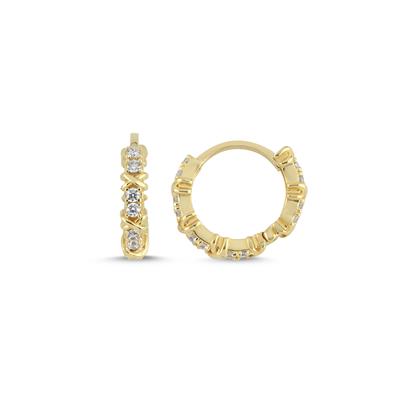 Taşlı Cross Halka Küpe