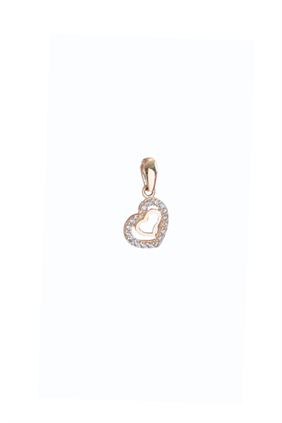 Taşlı Double Heart Kalp Kolye Ucu