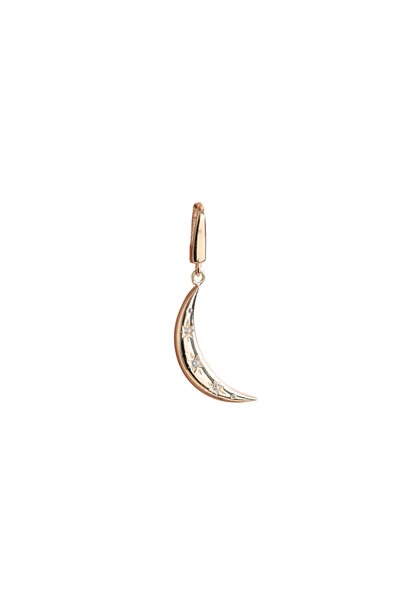 Stone Hilal Ay Kilitli Charm Pendant