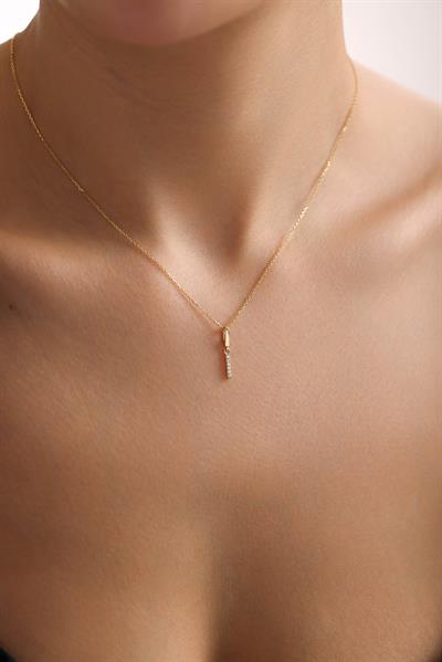 Taşlı I Harf Kilitli Charm Kolye