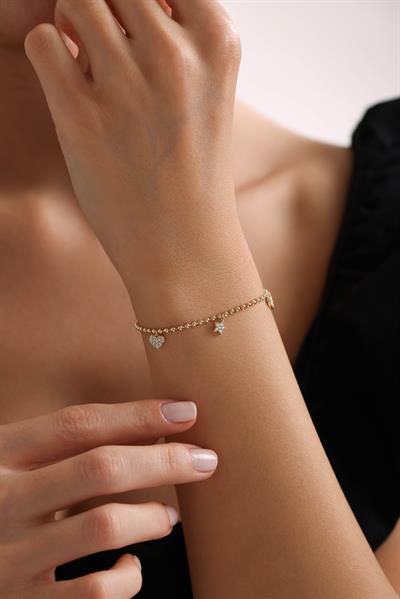 Taşlı Kalp&Yıldız Stella Bileklik