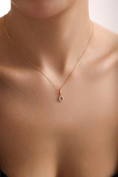 Taşlı O Harf Kilitli Charm Kolye