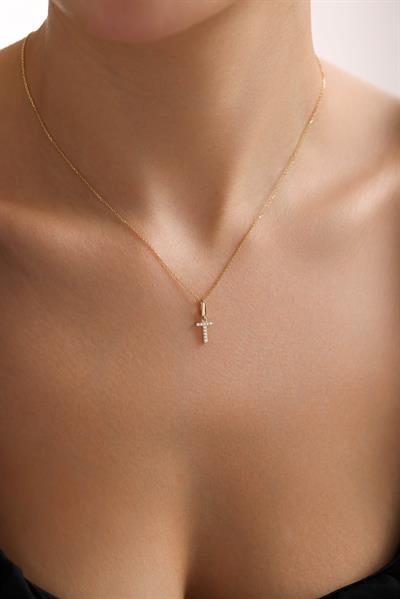 Taşlı T Harf Kilitli Charm Kolye