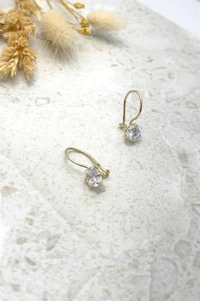 Tek Taşlı Sallantılı Küpe