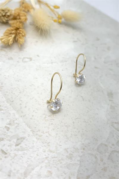 Tek Taşlı Sallantılı Küpe