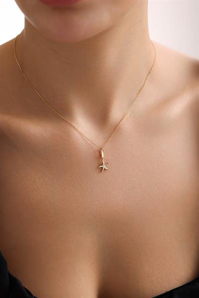 Tek Stone Yıldız Kilitli Charm Pendant