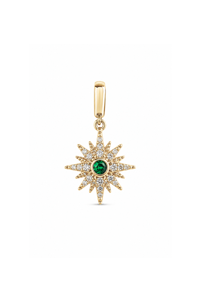 Yeşil Stone Mith Kutup Yıldızı Kilitli Charm Pendant