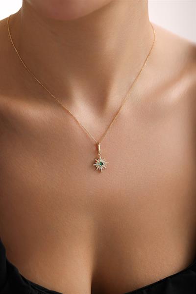 Yeşil Stone Mith Kutup Yıldızı Kilitli Charm Pendant