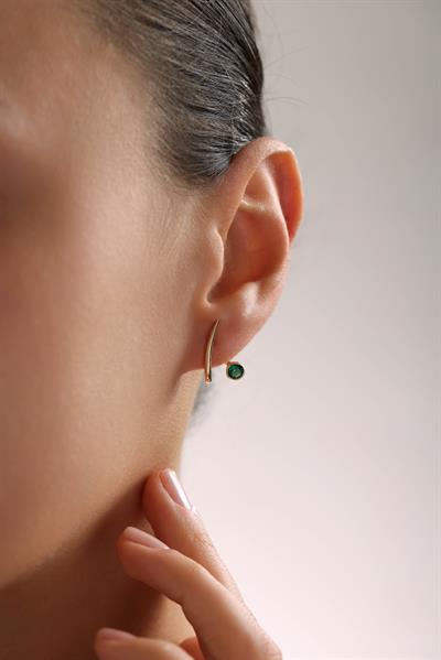 Yeşil Taşlı Signature Küpe