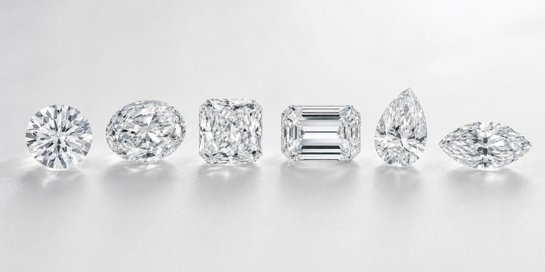 Yuvarlak, oval, radiant, emerald, damla ve markiz pırlanta kesimleri