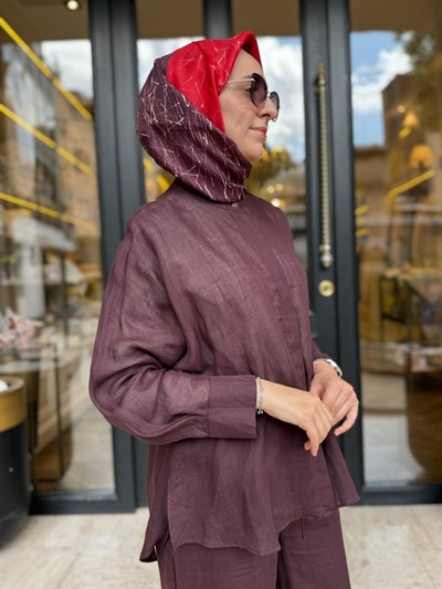 101008 Rahat Kesim Kadın Gömlek Bordo