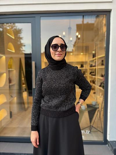 102231 Parlak Kadın Tunik Siyah