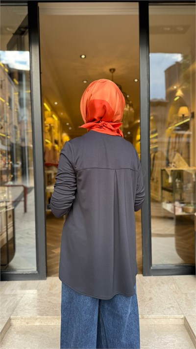 102269 Bisiklet Yaka Kadın Tunik Koyu Lacivert