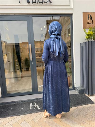 11234 Desenli Kadın Elbise Lacivert