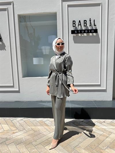 202838 Çift Düğmeli Kadın Takım Yeşil