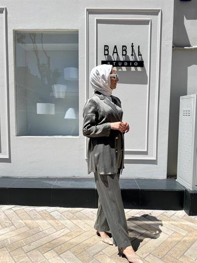 202838 Çift Düğmeli Kadın Takım Yeşil
