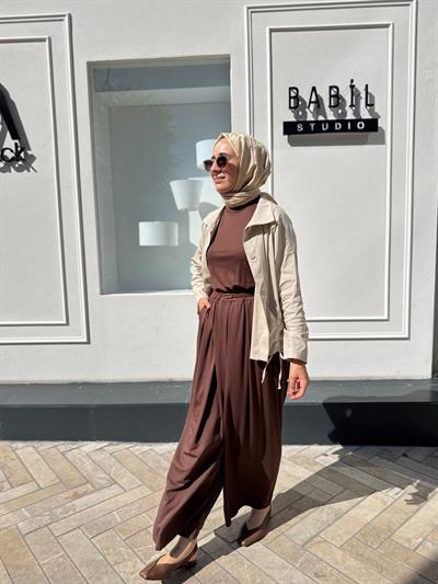 202941 Ceketli Kadın Takım Kahve