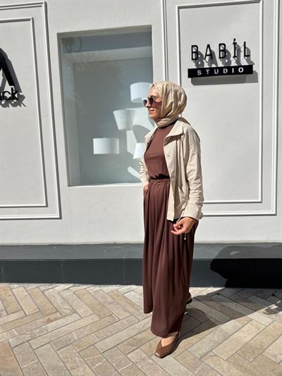 202941 Ceketli Kadın Takım Kahve