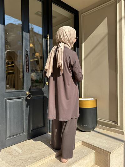 202965 Detaylı Kadın Takım Acı Kahve