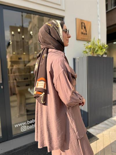 202978 Cep Detay Kadın Takım Camel