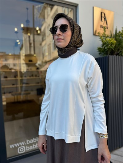 203026 Bisiklet Yaka Kadın Takım Ekru