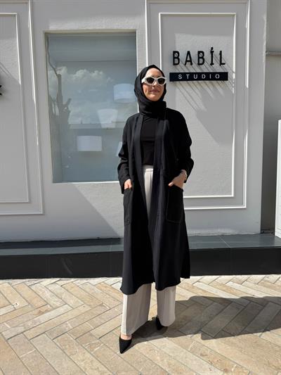 25017003 İşleme Detaylı Kadın Kap Siyah