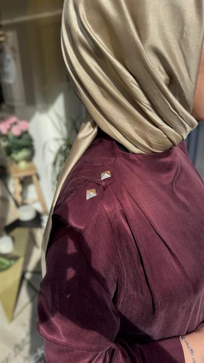 25025000 Omuz Detay Kadın Elbise Bordo