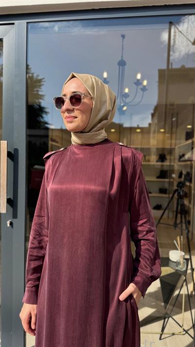 25025000 Omuz Detay Kadın Elbise Bordo