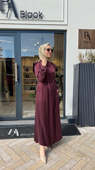 25025000 Omuz Detay Kadın Elbise Bordo