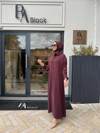 25025001 Kemer Detaylı Kadın Elbise Bordo