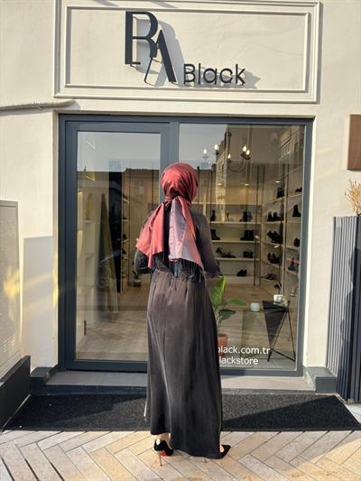25025002 Kemer Detaylı Kadın Elbise Siyah