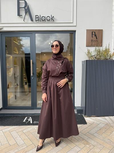 25025016 Omuz Bağlamalı Kadın Elbise Kahve